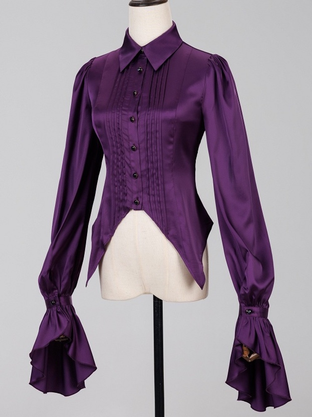 Devil Inspired Victorian Gothic Purple Satin Ruffle Top Shirt NEW Corset XL